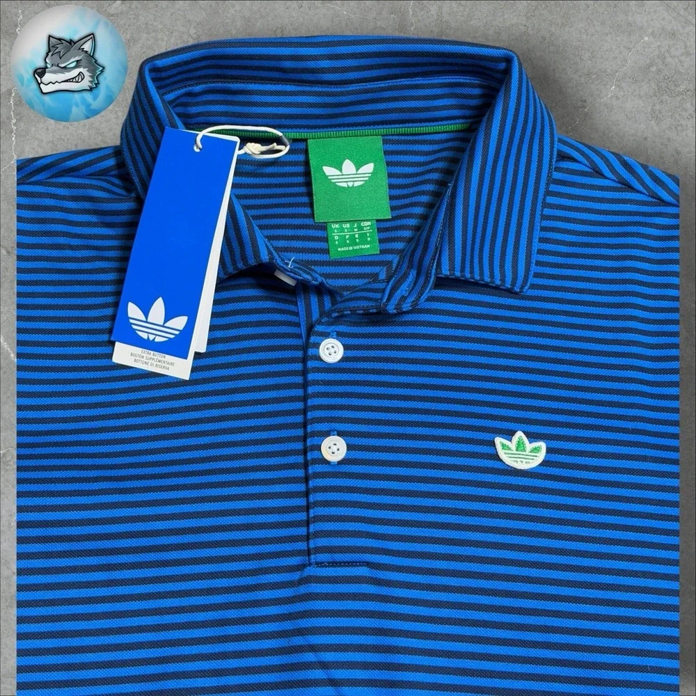 adidas Originals Trefoil Striped Pique Polo Shirt Men's S Bluebird/Indigo JY9097